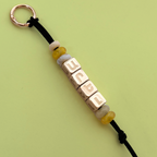 Custom Armenian Bag Charm - Engraved Metallic Beads (Silver or Gold)