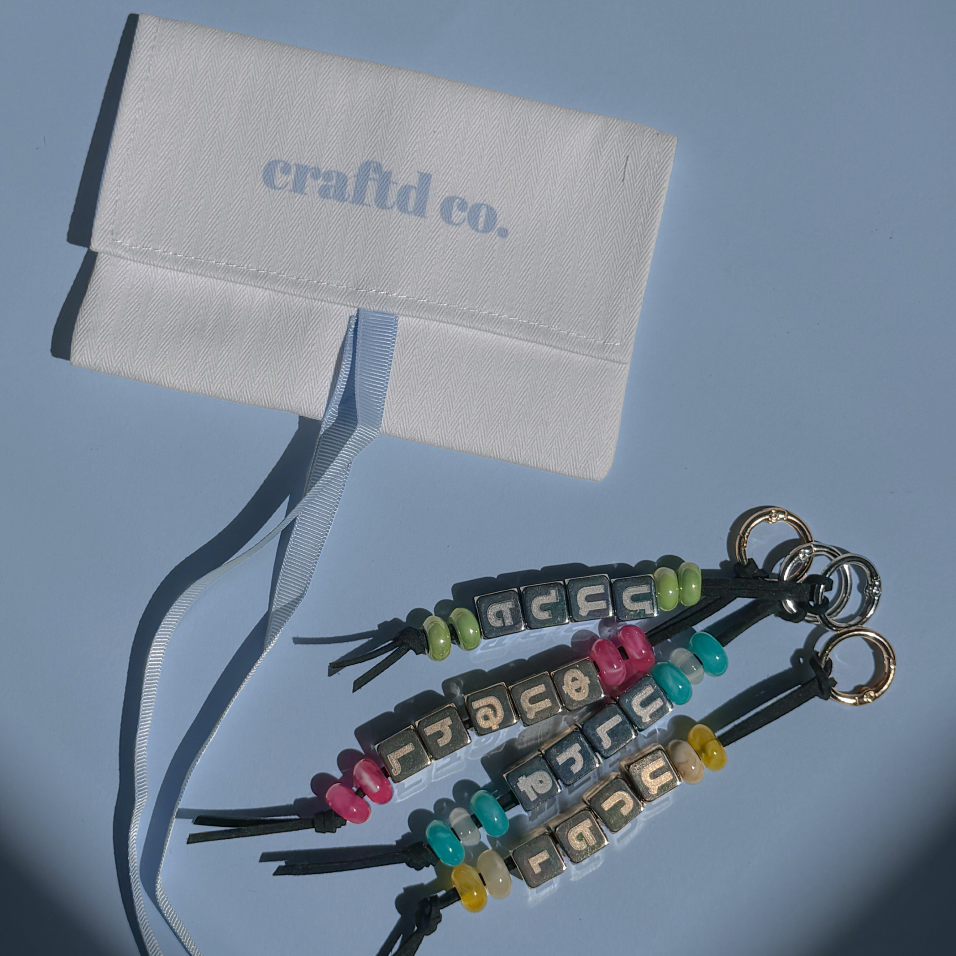 Custom Armenian Bag Charm - Engraved Metallic Beads (Silver or Gold)