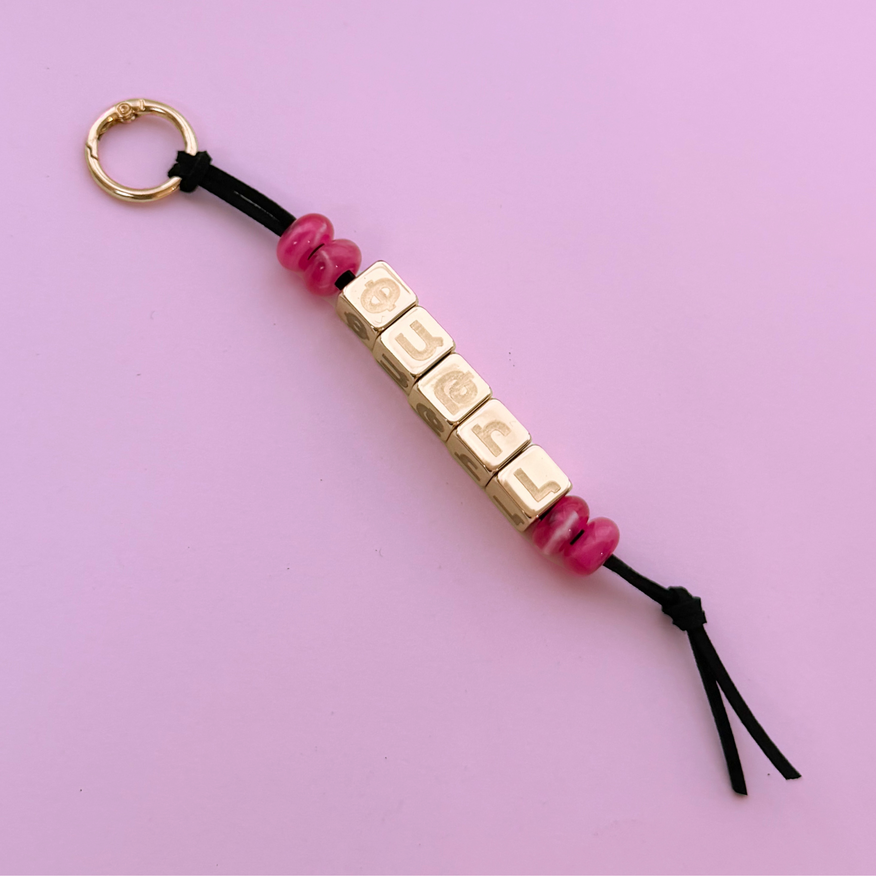 Custom Armenian Bag Charm - Engraved Metallic Beads (Silver or Gold)