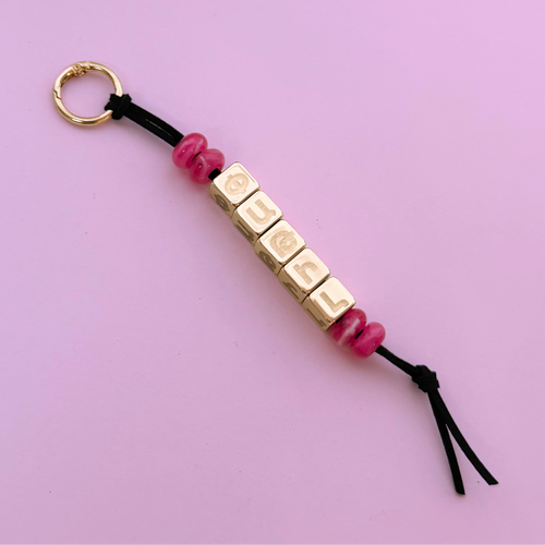 Custom Armenian Bag Charm - Engraved Metallic Beads (Silver or Gold)